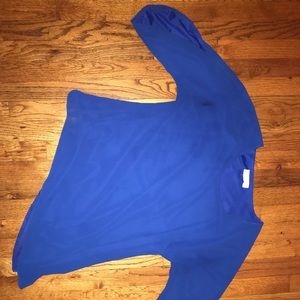 Blue handkerchief cut 1/2 length top.